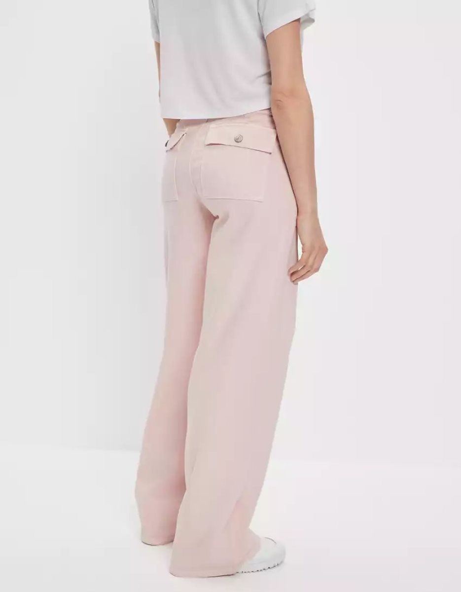 Jean American Eagle AE Stretch Super High-Waisted Baggy Larges-Leg Pant Rose Femme | BLI-27213325